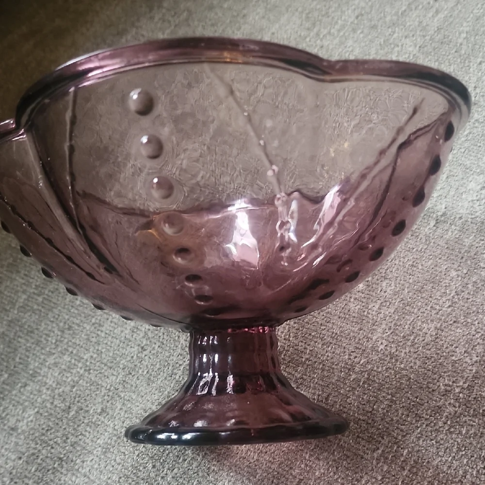 IKEA Amethyst Pressed Glass Compote Bowl Vintage